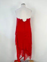 Jenny Bannister Scarlet Red Silk Strapless Dress - AU12/14