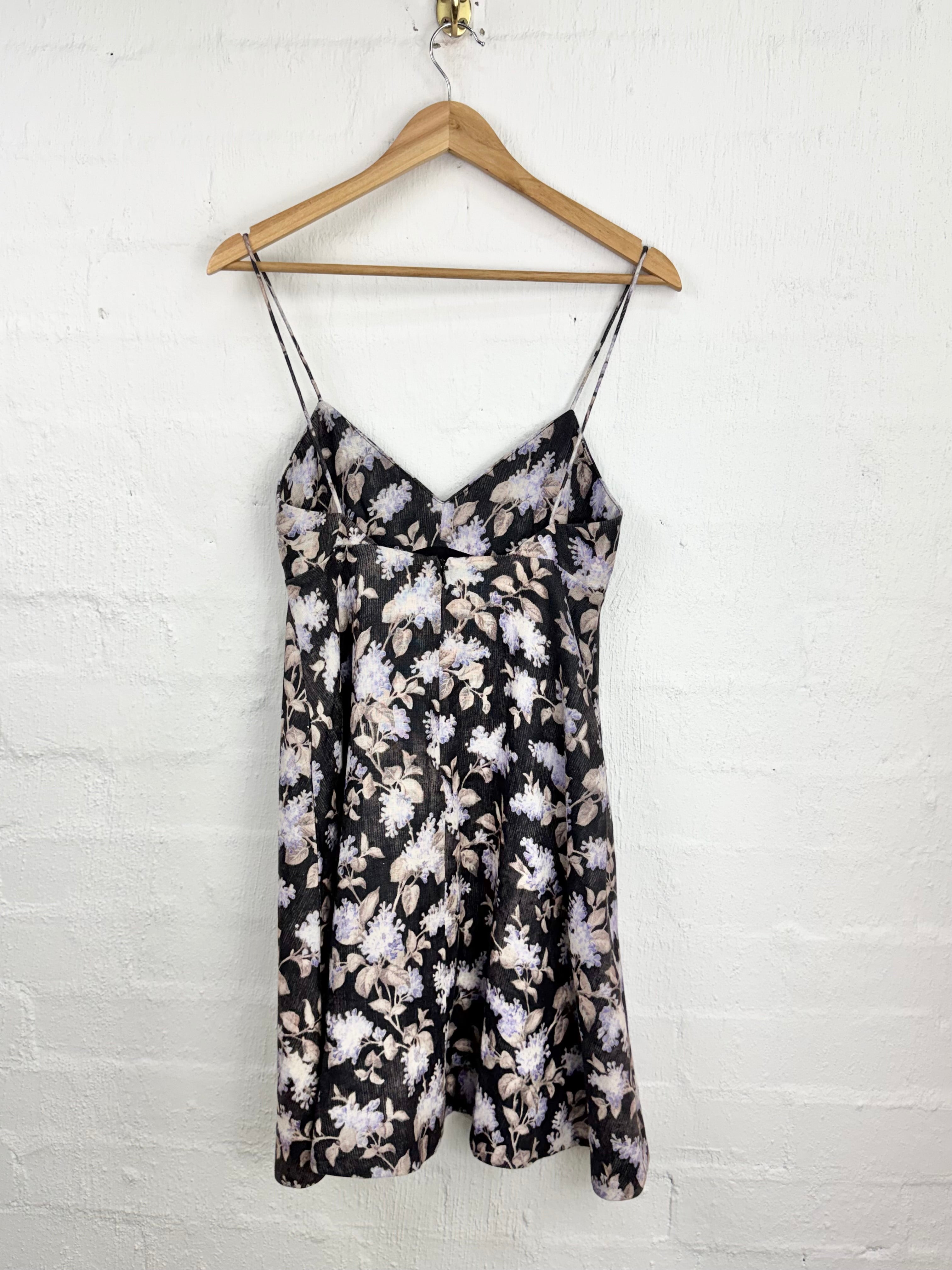 Zimmermann 'Stranded' Black Lavender Floral Sun Dress - AU8