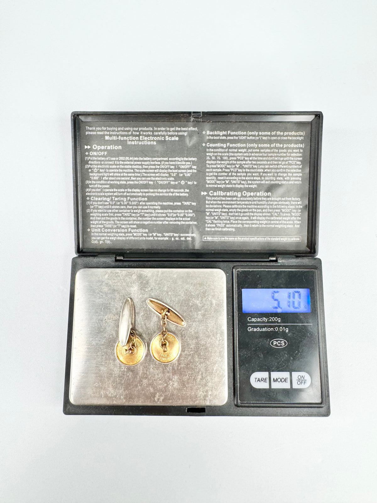 Vintage English Rolled Gold & Shell Cufflinks