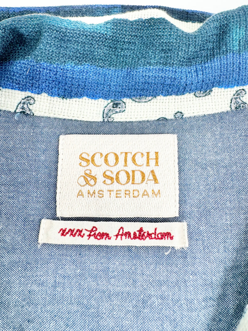 Scotch & Soda Blue & White Stripe Paisley Pattern Top NWT - XXL