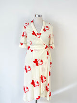 Ganni Cream Wrap Floral Dress - AU10