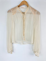 Vintage M. J. Turnball Sheer White Silk Tie Top - AU8