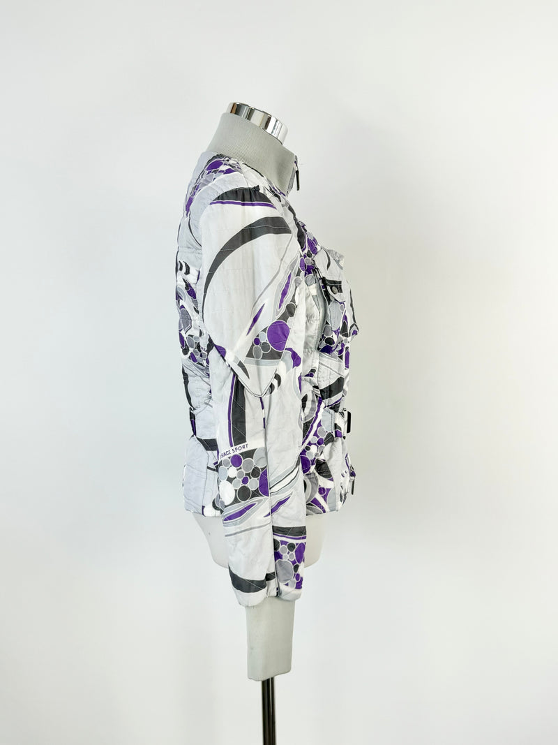 Vintage 90s Versace Sport Grey & Purple Ski Jacket - AU10