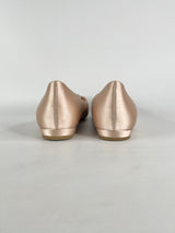 Armani Collezioni Satin Champagne Pointed Toe Ballet Flats - EU39