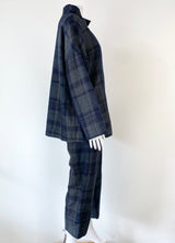 Oska Grey & Blue Plaid Wool & Linen 2 Piece - AU8/10