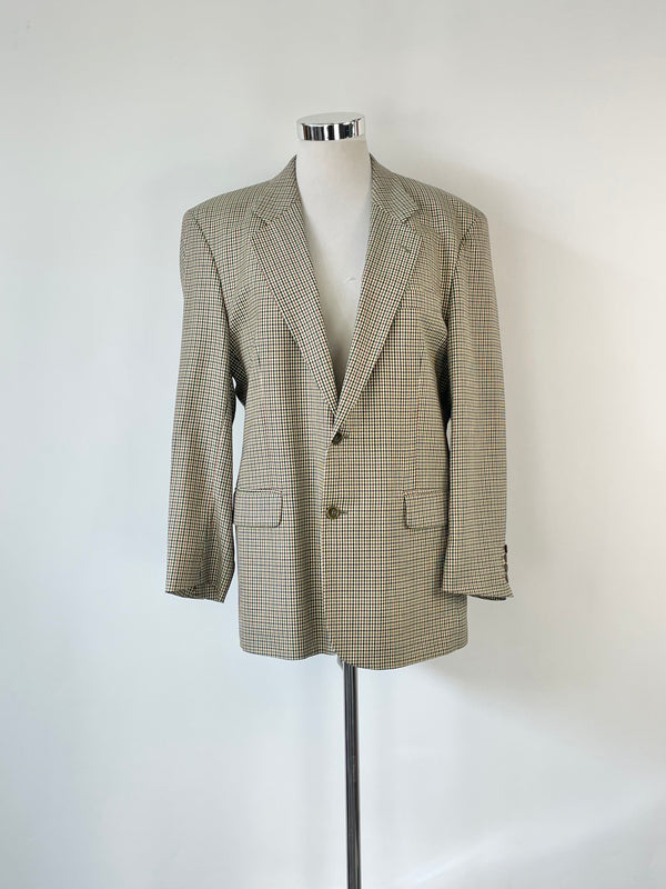 Hugo Boss Vintage 90s Beige Checked Corleone Wool Blazer - 52