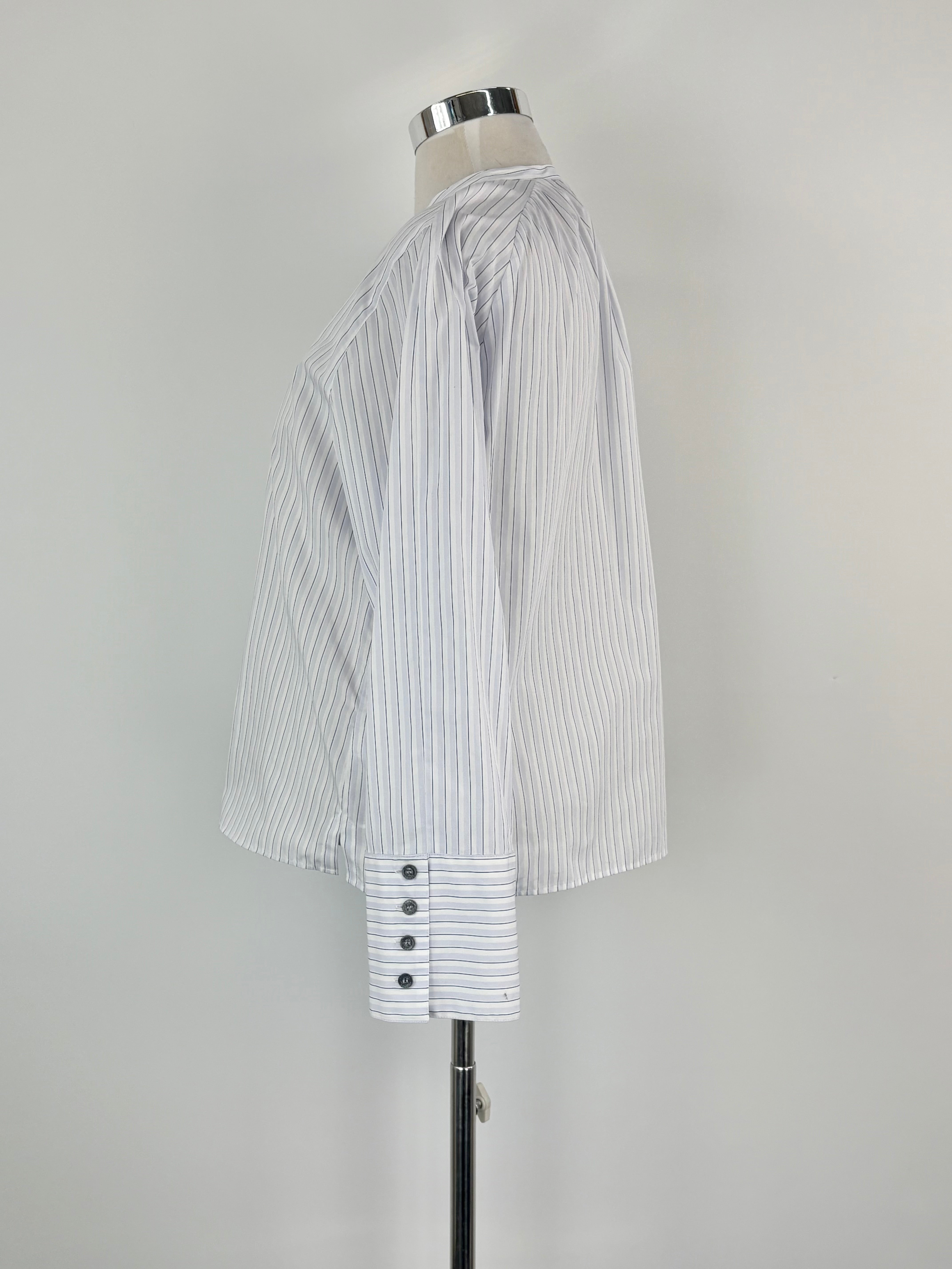 Bogner Blue & White Striped Cotton Blouse - AU12/14
