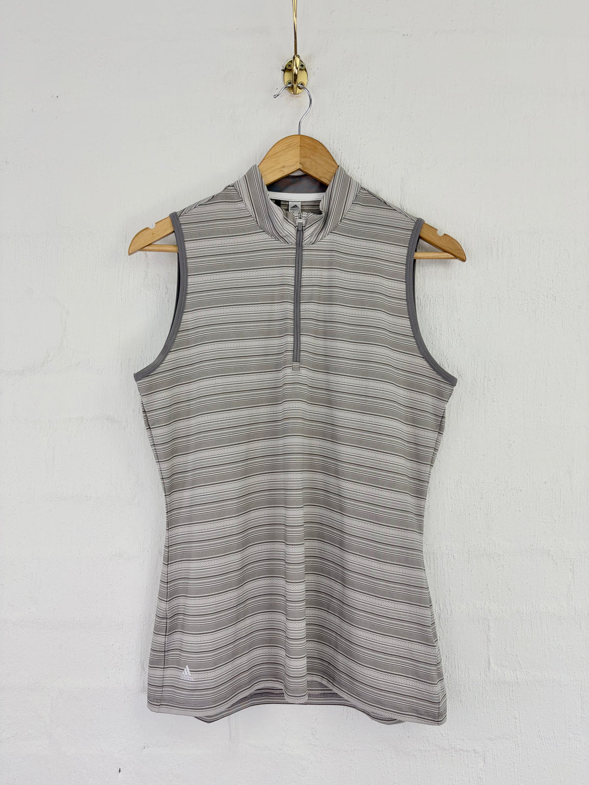 Adidas Quarter Zip Grey Stripe Tank - AU14