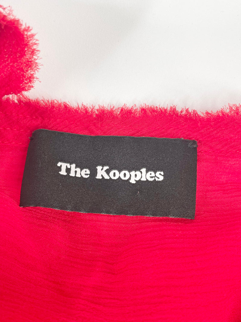 The Kooples Sheer Silk Red Ruffled Blouse - AU8