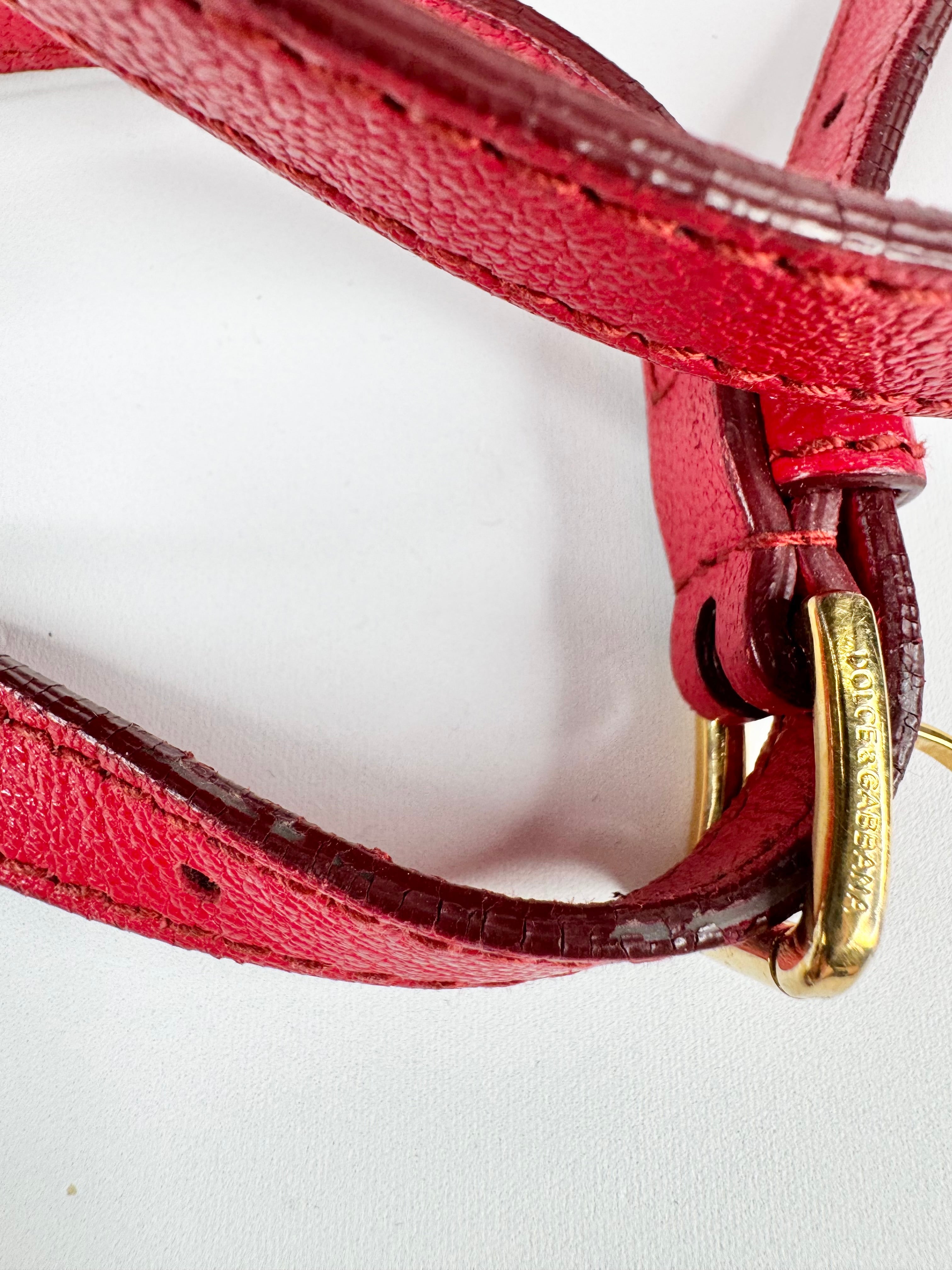 Dolce & Gabbana Red Leather Top Handle Handbag