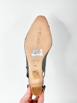 Argenta Metallic Silver Leather & Mesh Pointed Tod Kitten Heels NWT - EU40.5