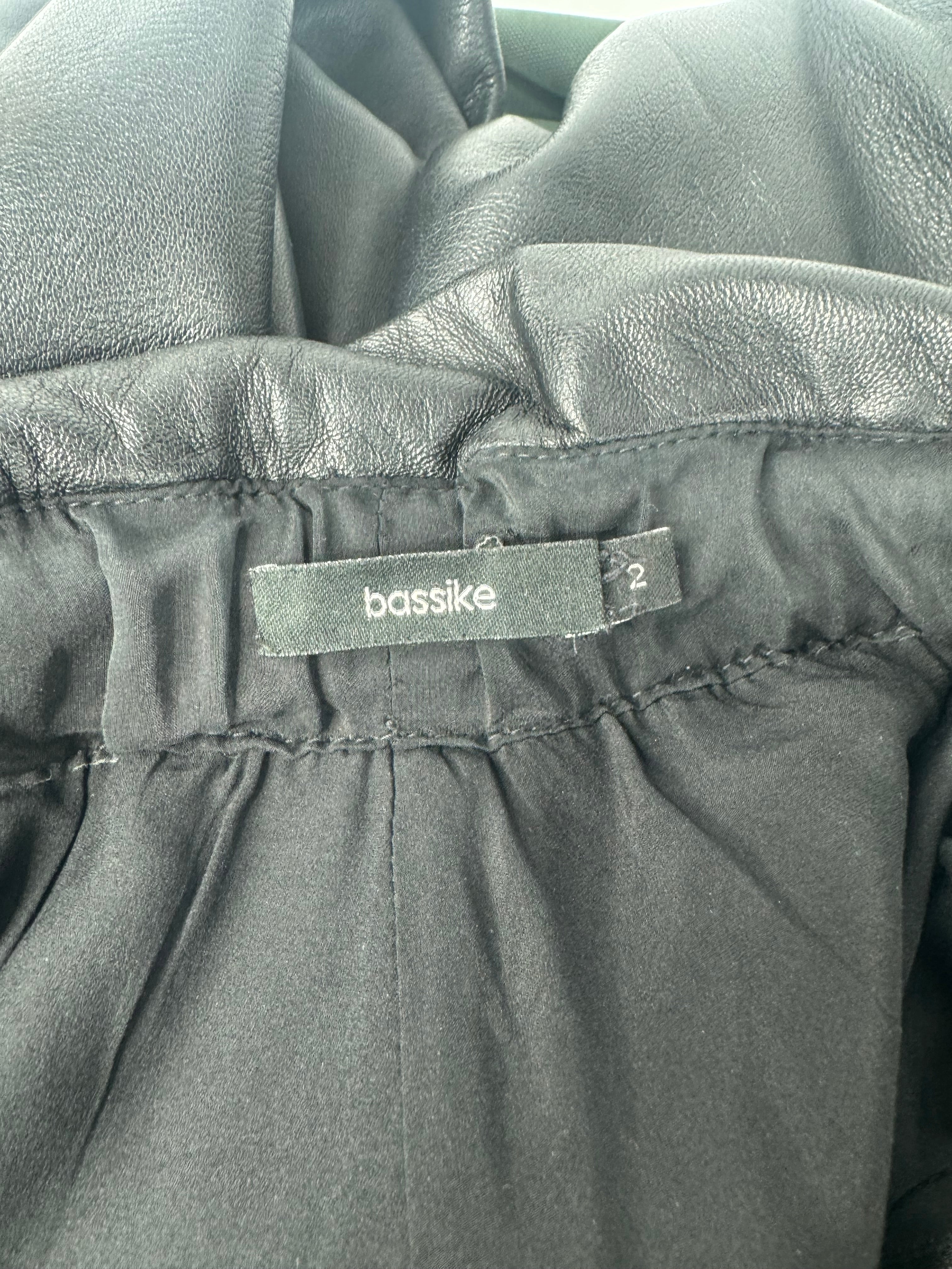 MFW Bassike Black Leather Drawstring Pants - AU10