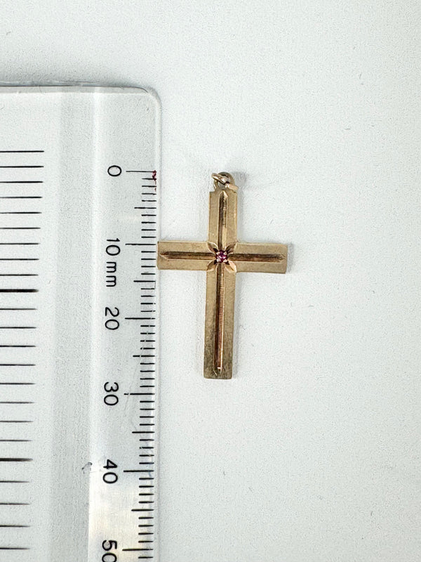 9ct Gold & Ruby Crucifix Pendant