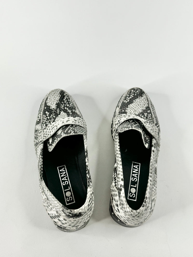 Sol Sana Snakeskin Studded Loafers - EU38