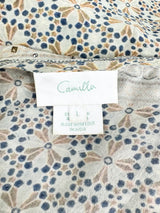 Camilla Blue & Grey Mosaic Pattern Silk Vest - AU12/14/15