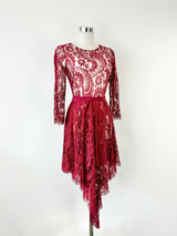 Lover Burgundy 'Serpent' Lace Midi Dress - AU8/10