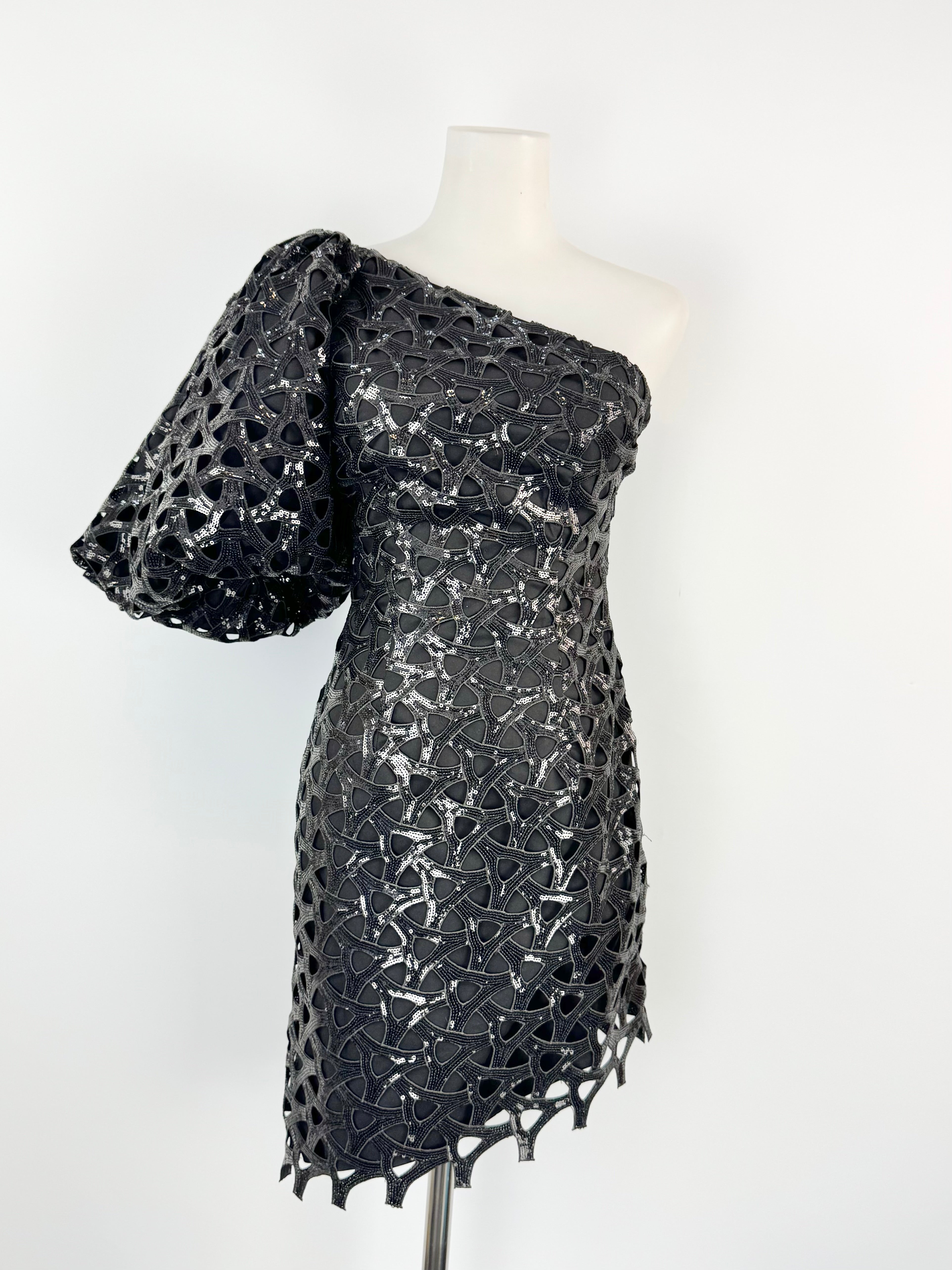 Aje Black Puff Sleeve Cocktail Dress - AU4