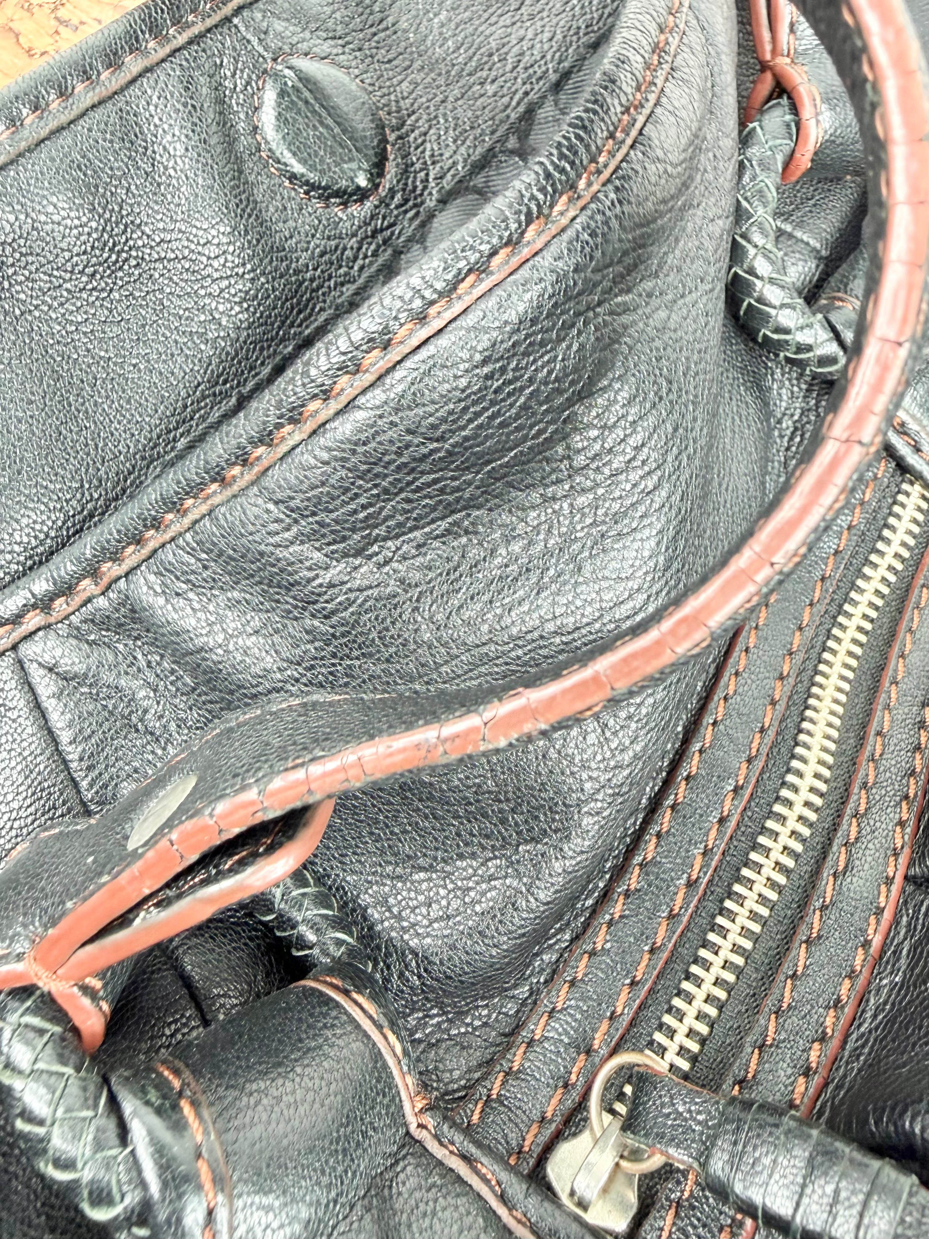 Sabrina Scala Black with Red Trim Hobo Bag