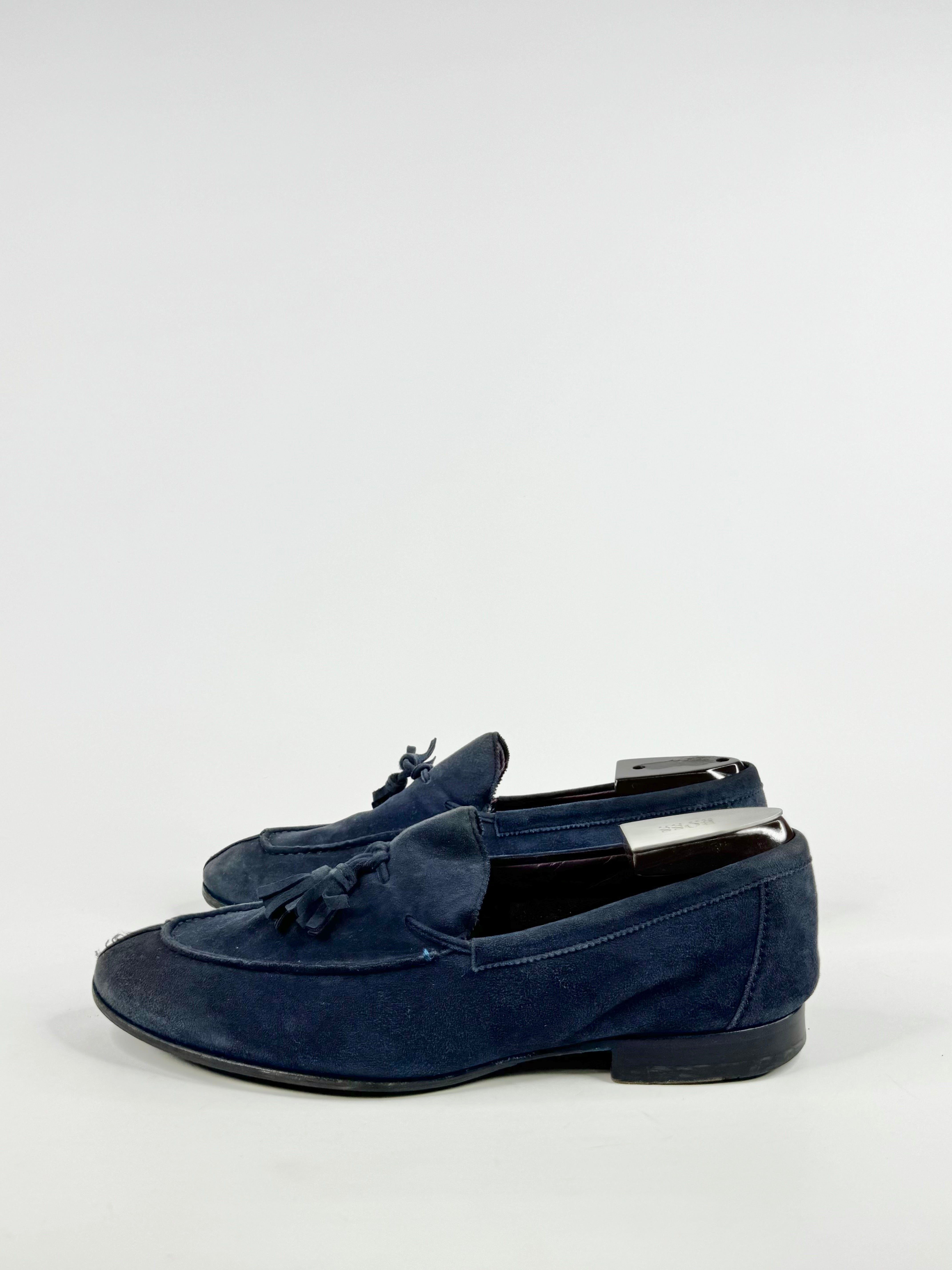 Boss by Hugo Boss Soft Navy Blue Suede Loafers - EU40