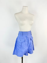 Zimmermann Cornflower Blue Linen High Waisted Shorts - AU8/10