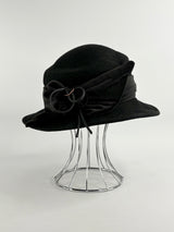 Caterina Lucci Vintage Black Felted Hat