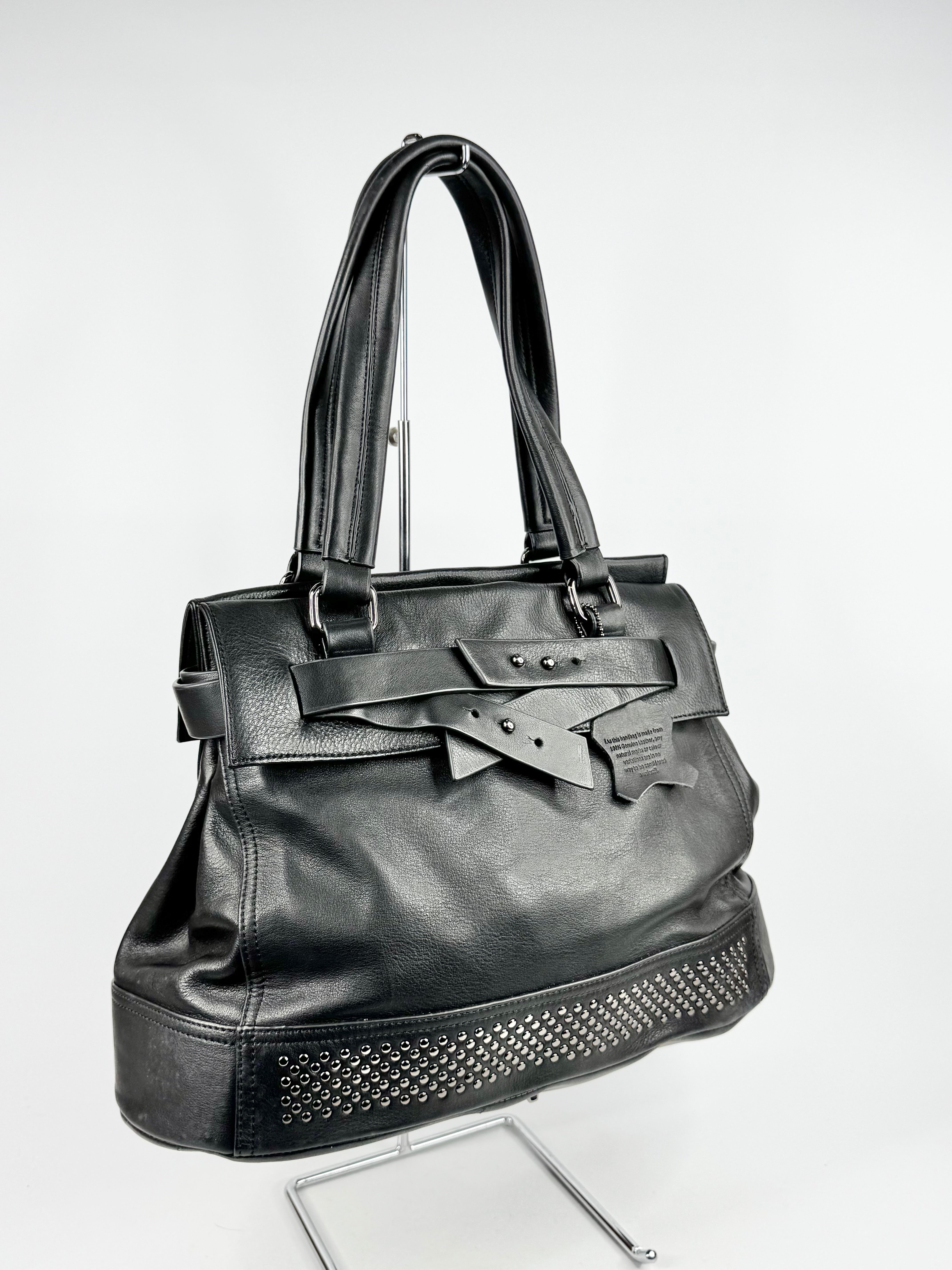 Tony Bianco Large Black Leather Shoulder Bag
