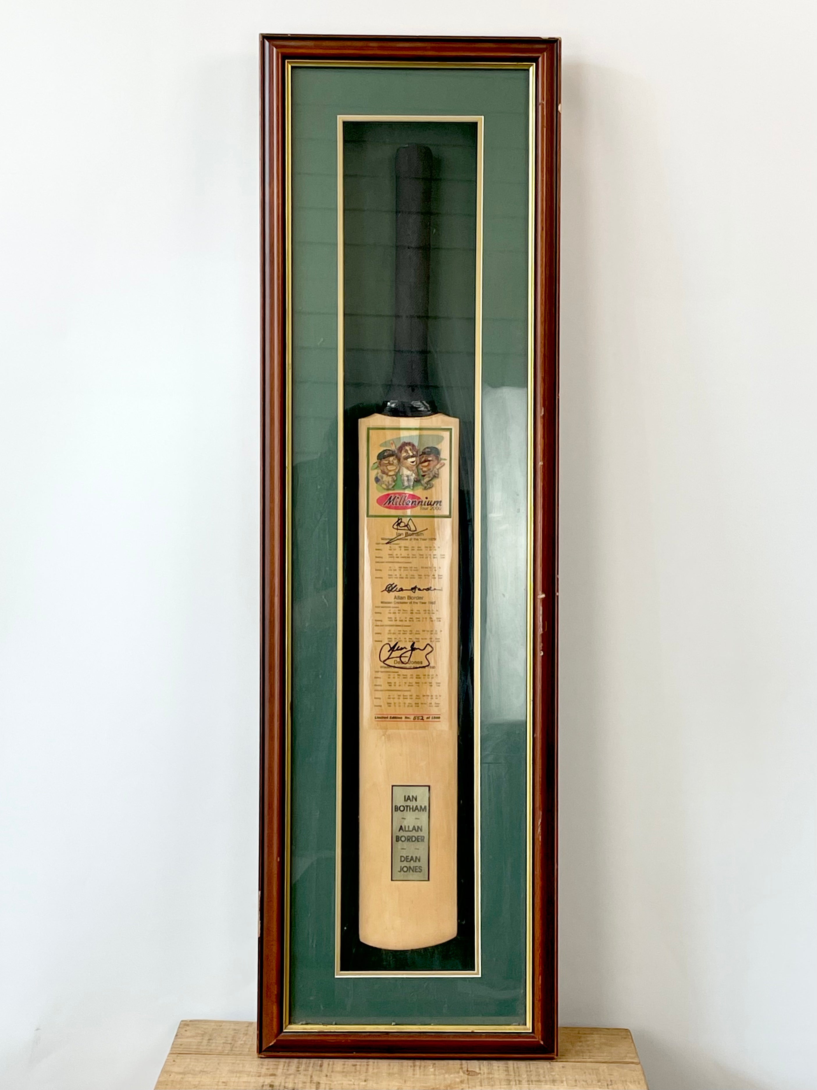 Signed & Framed Millennium Tour 2000 Cricket Bat