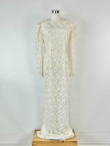 Vintage Ronny's Fashion White Sequin Embroidered Gown - AU8