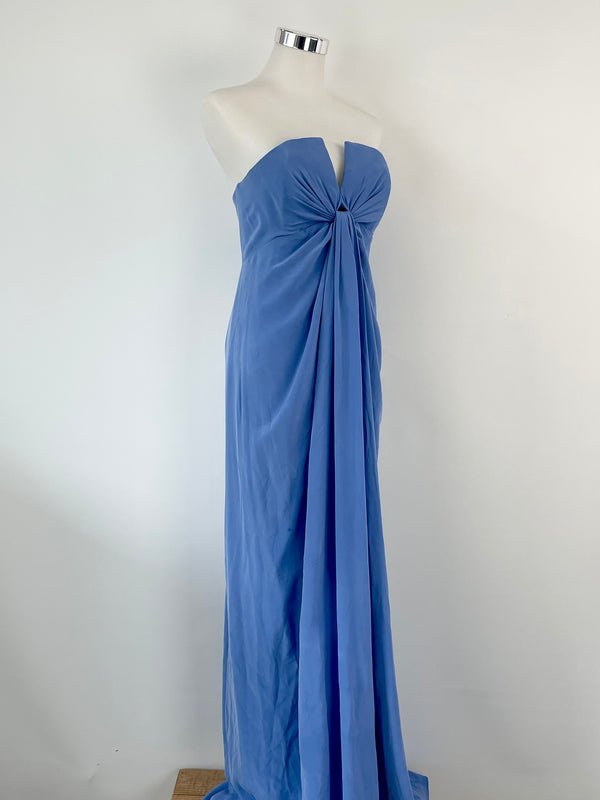 Zimmermann Periwinkle Knot Silk Strapless Gown - AU10