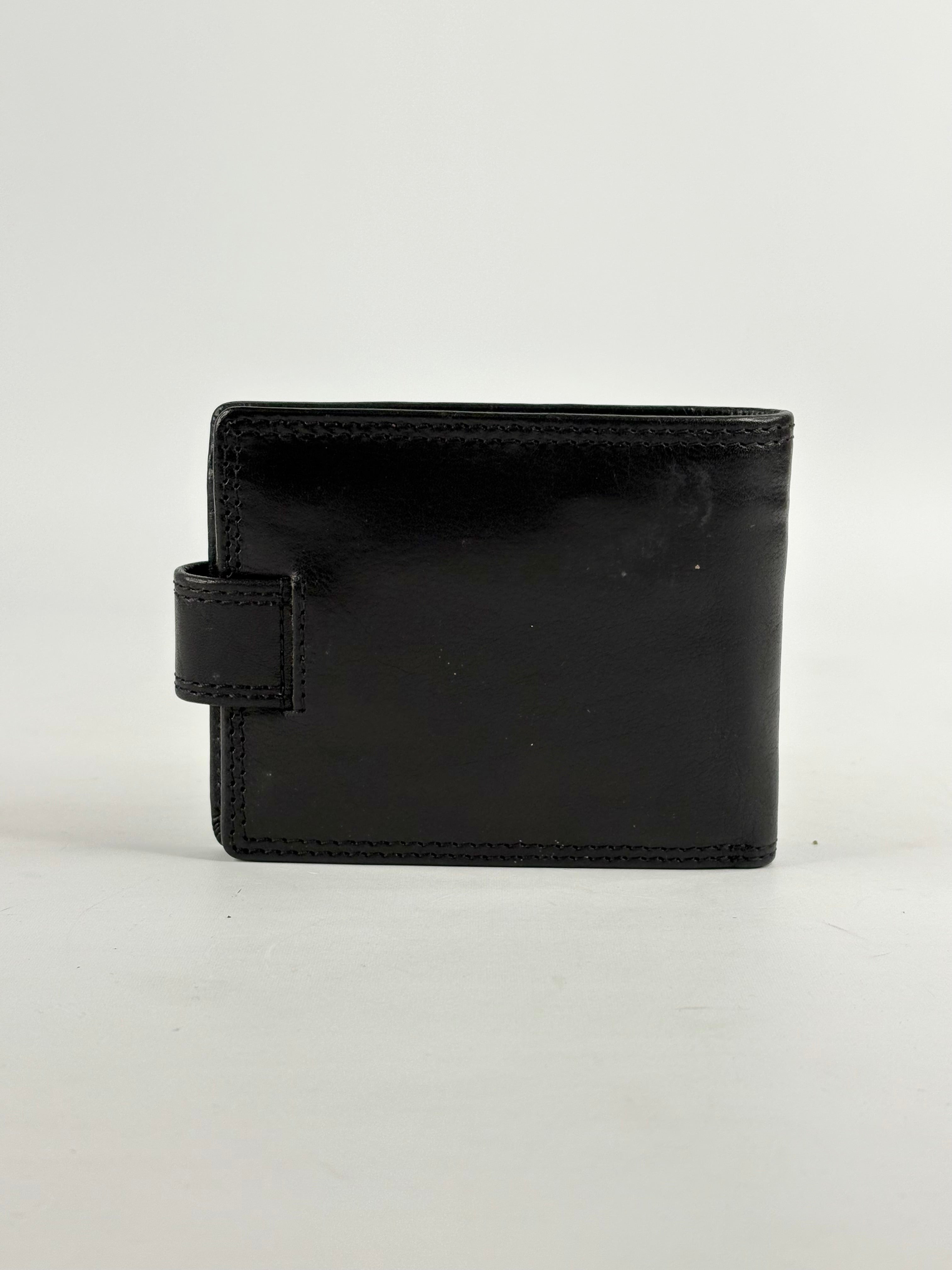 Oroton Black Leather Bifold Clip Wallet