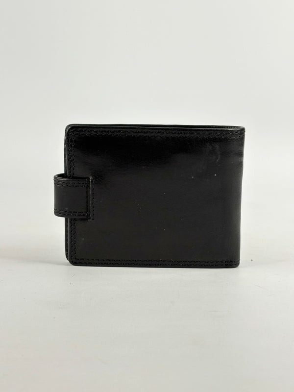 Oroton Black Leather Bifold Clip Wallet