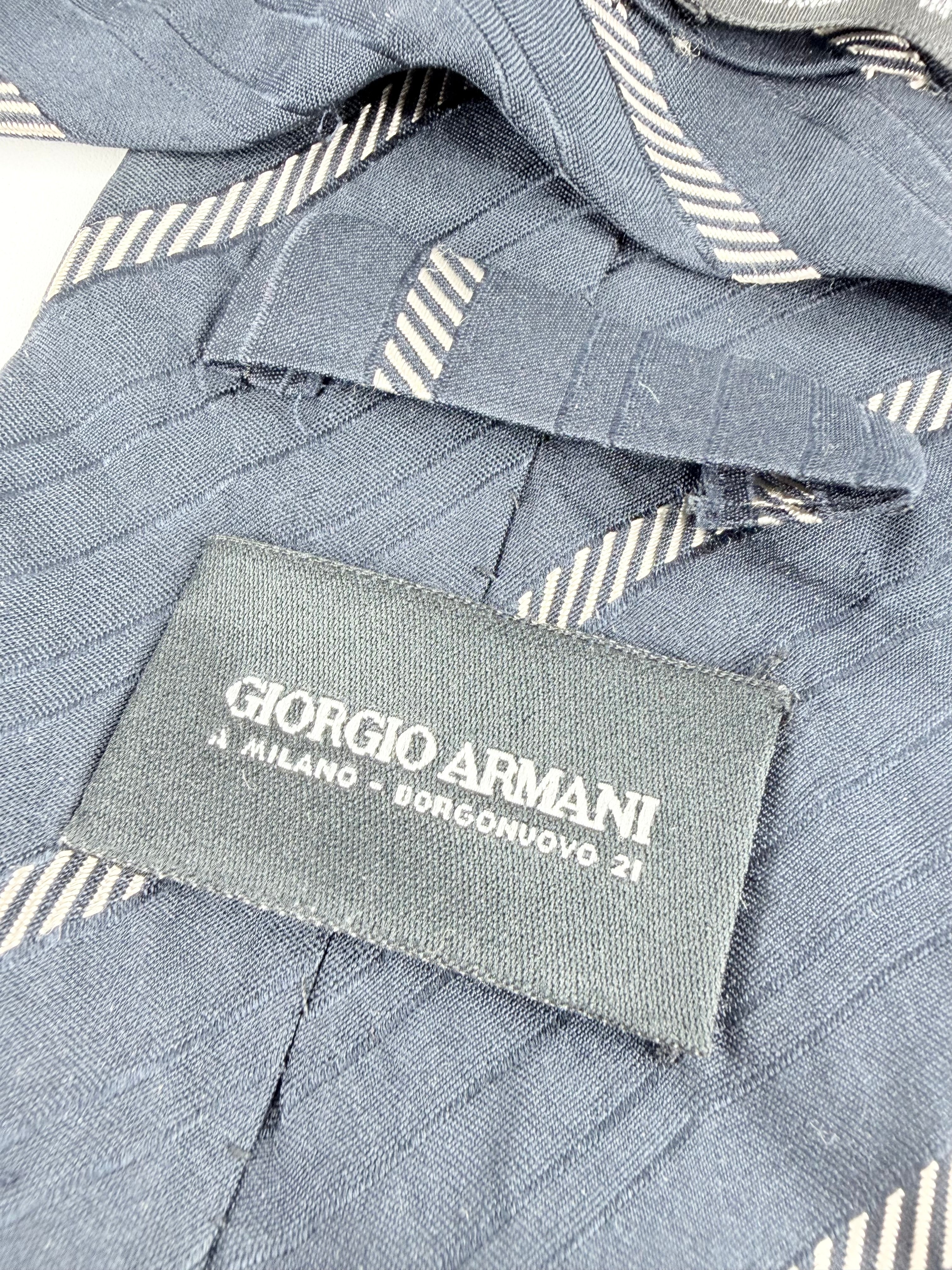 Giorgio Armani Navy Striped Silk Tie