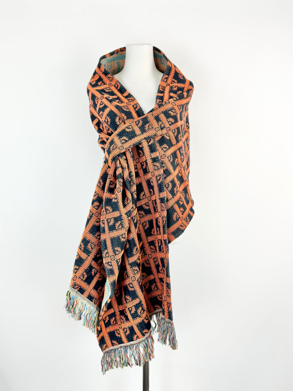 Alpha 60 Orange & Black Woven Shawl