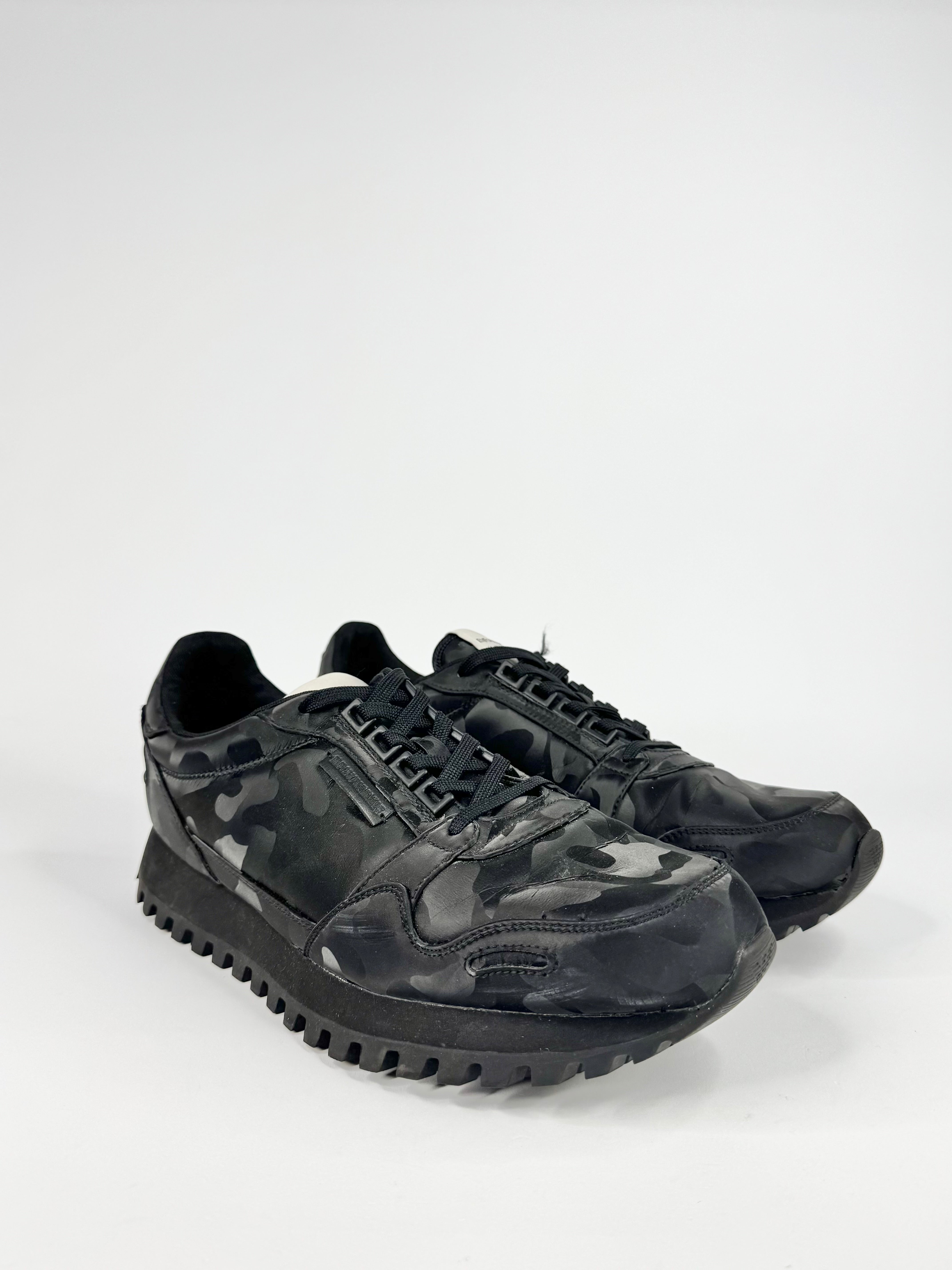 Emporio Armani Black Camo Pattern Sneakers -  EU45