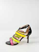 Moschino Cheap & Chic Black, Pink, Green & Yellow Patent Leather Stilettos - EU40