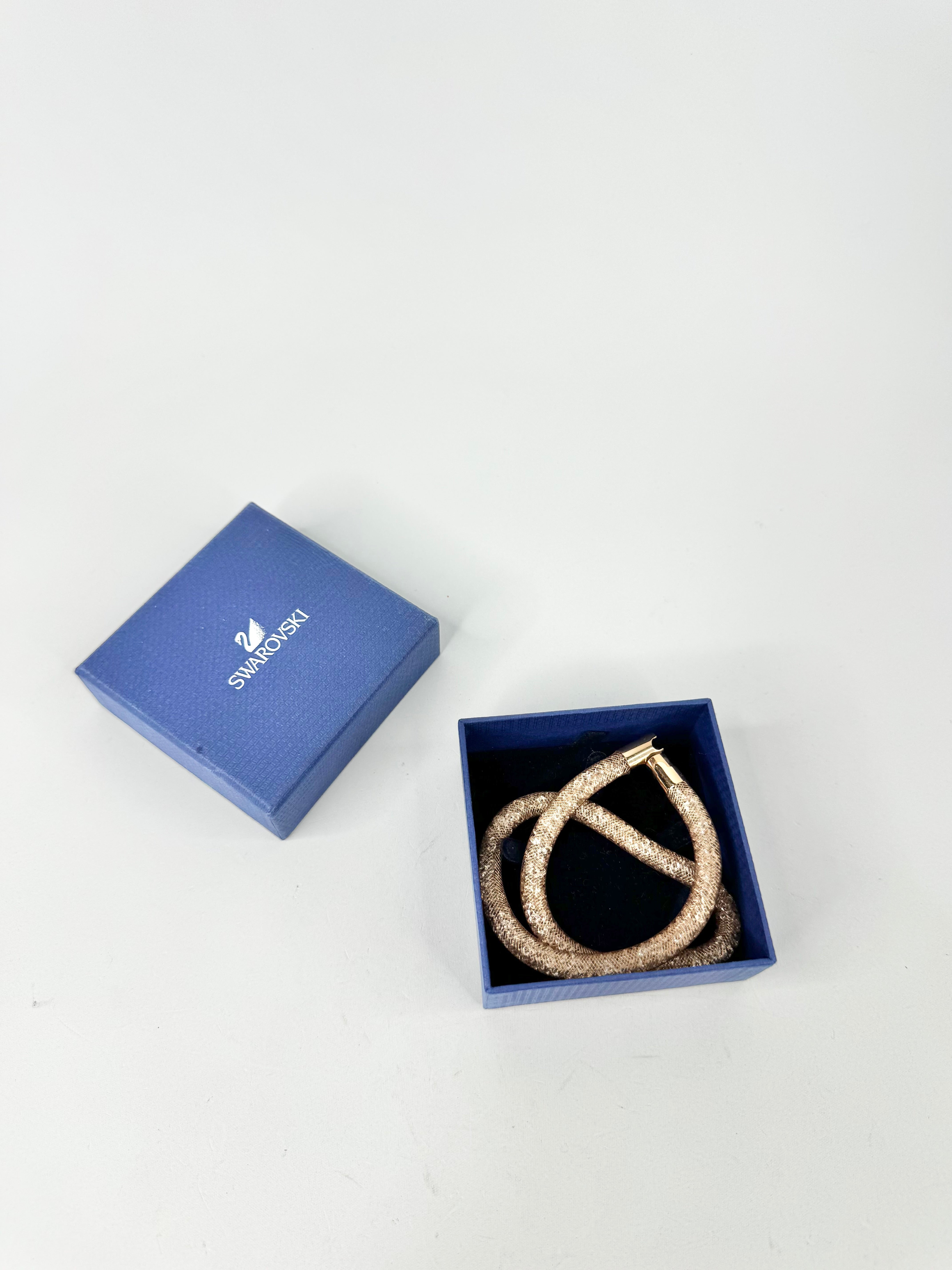 Swarovski Stardust Crystal Gold Metal Mesh Necklace