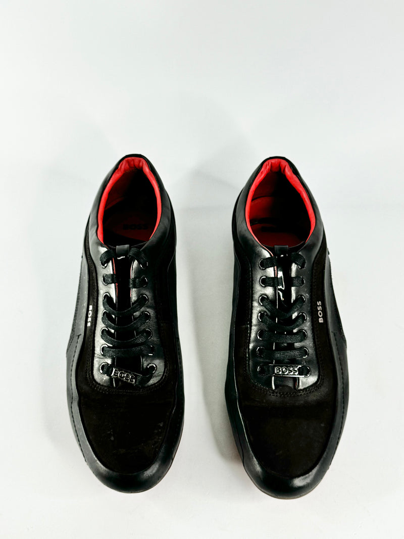 Boss Sleek Black Leather Sneakers - EU44