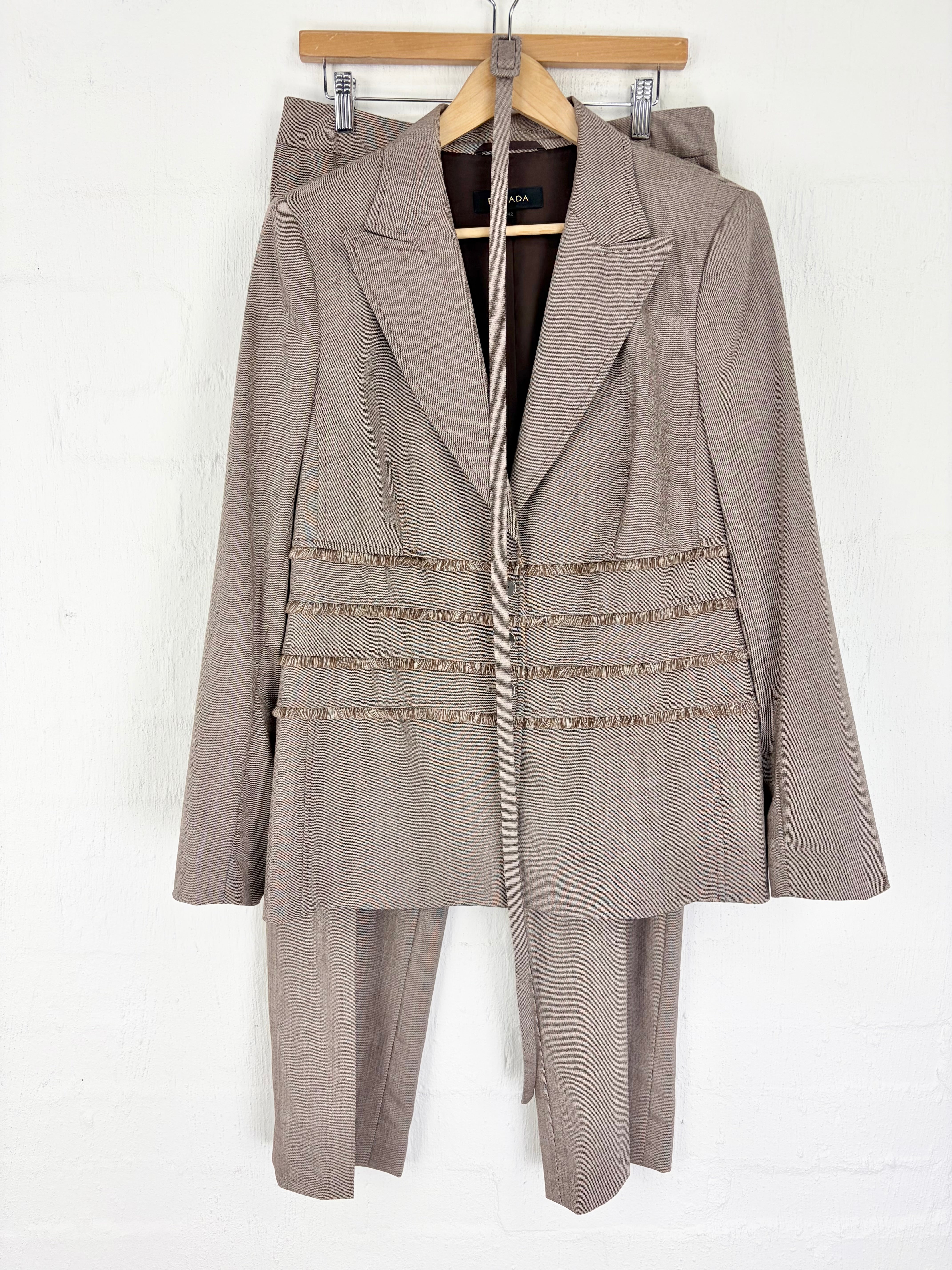 Escada Fringed Tailored Wool & Silk Two-Piece Suit - AU12/14