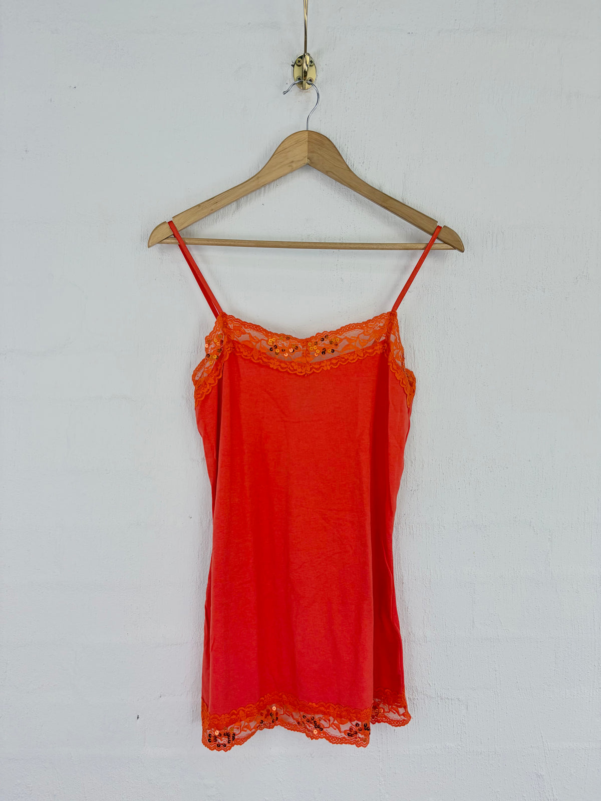 Excepsion Y2K Orange Lace Trim Tank - AU14/16