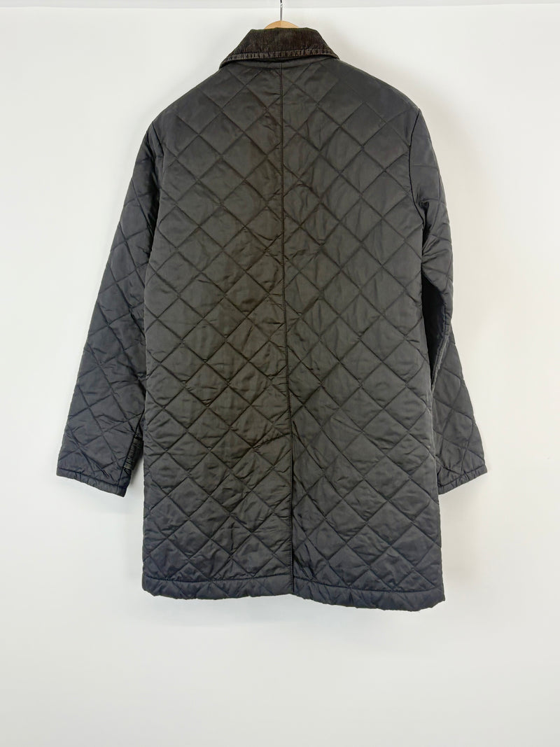 Lavenham Black Quilted & Corduroy Contrast Coat - AU10