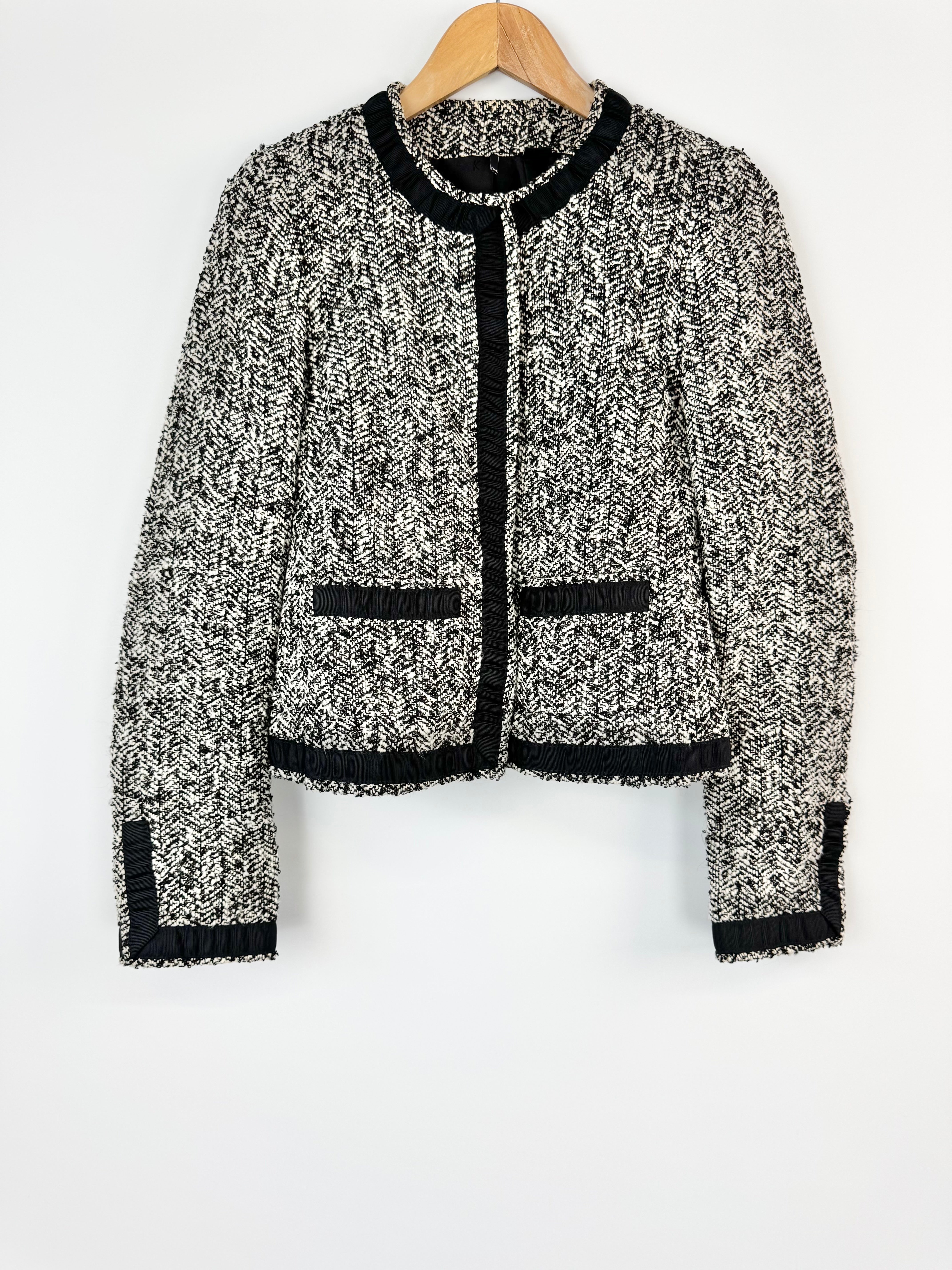 Karl Lagerfeld Black & White Chevron Jacket - AU10