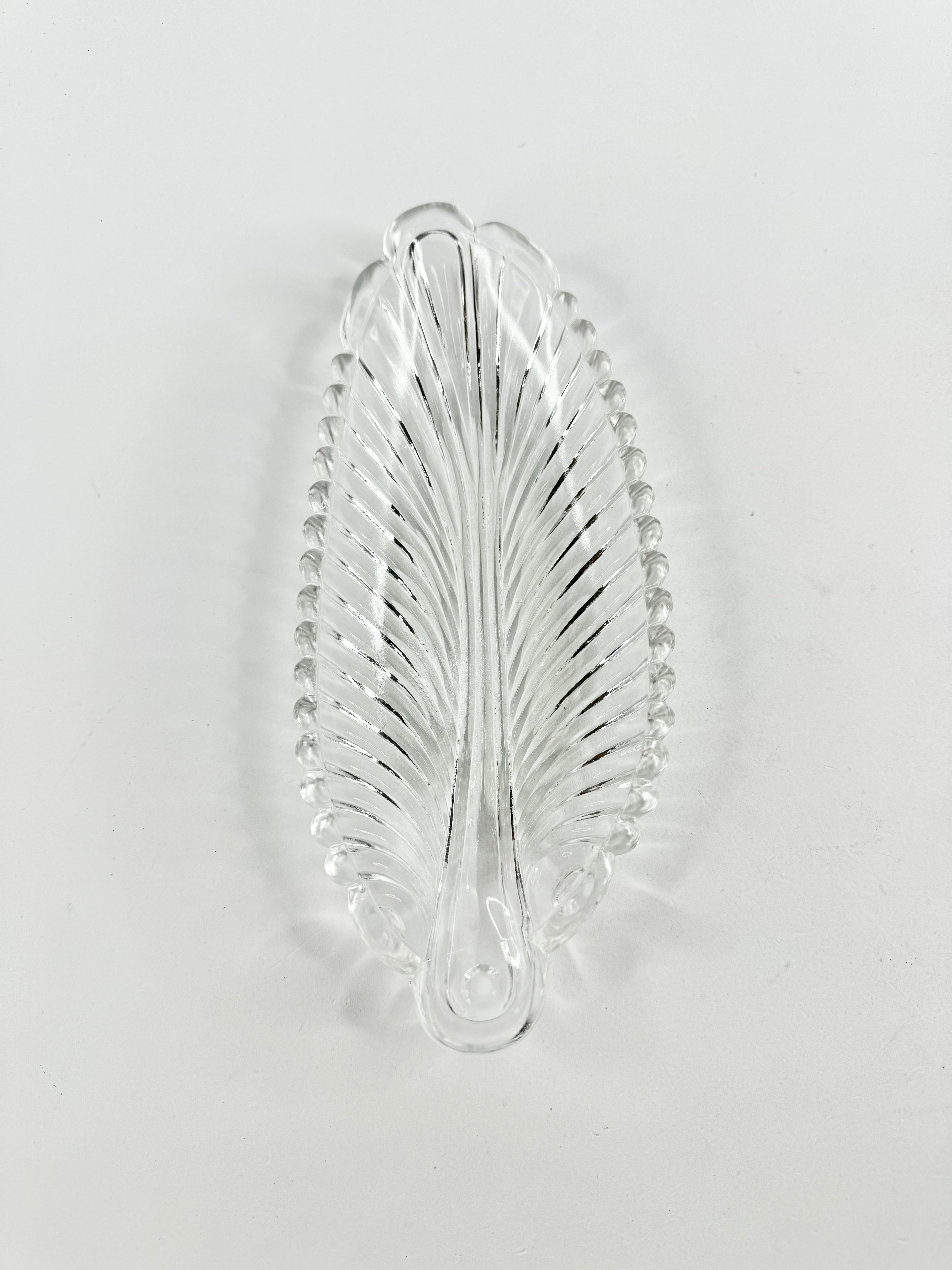 Vintage Leaf Shaped Glass Dish