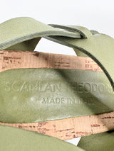 Scanlan Theodore Green Leather Cork Wedges - EU38
