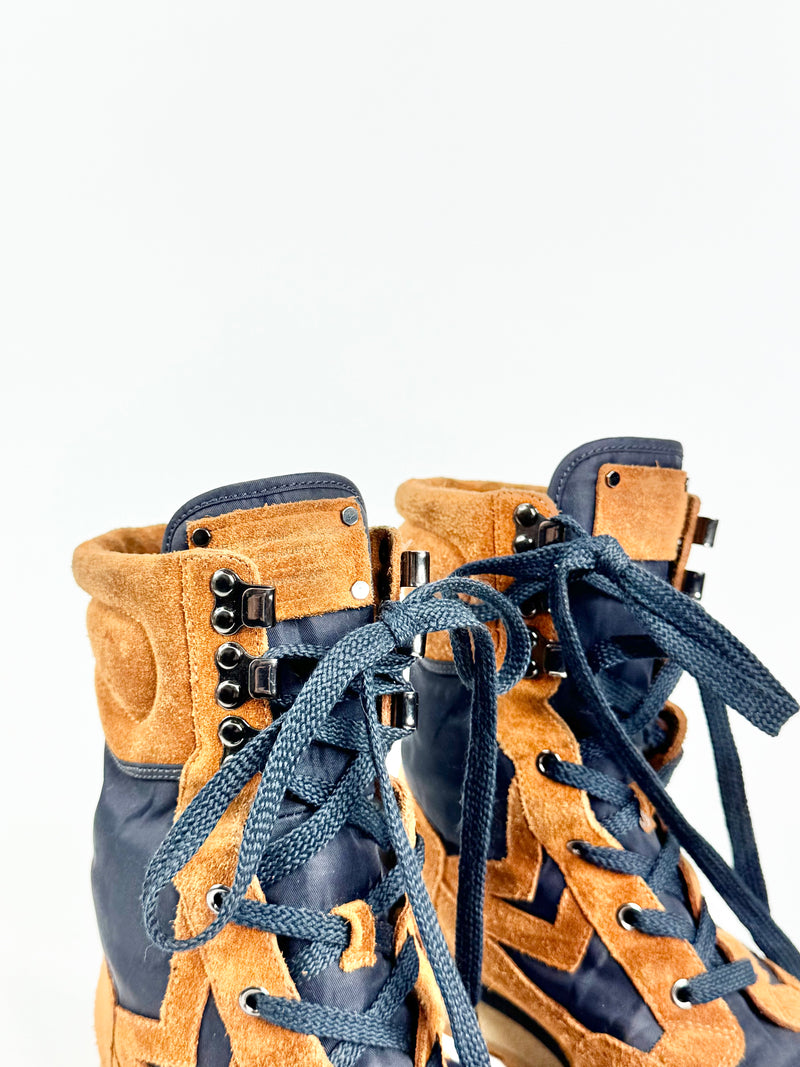 Marc by Marc Jacobs Tan & Blue Suede Hiking Boots - EU36.5