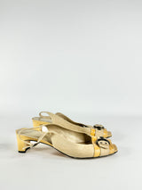 Stuart Weitzman Yellow & Cream Peep Toe Heels - EU41