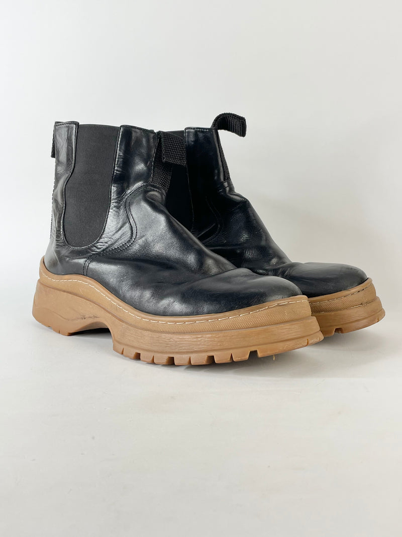 Marimekko Black & Brown Leather Solveig Ankle Boots - EU41