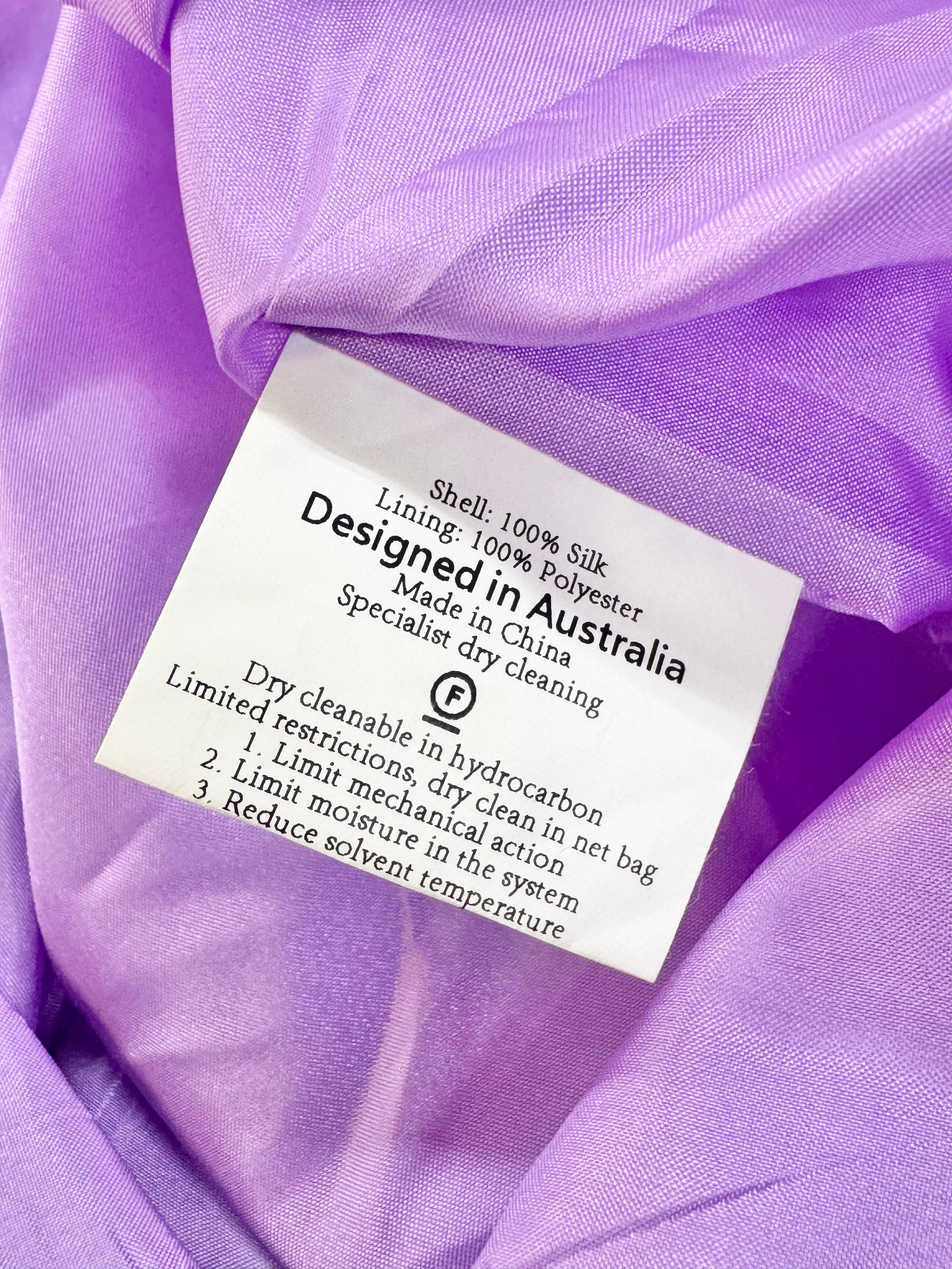 Rachel Gilbert French Lilac 'Pixie' Raw Silk Dress NWT - AU10