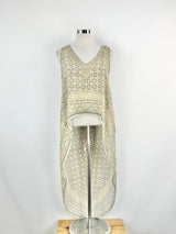 Camilla Blue & Grey Mosaic Pattern Silk Vest - AU12/14/15