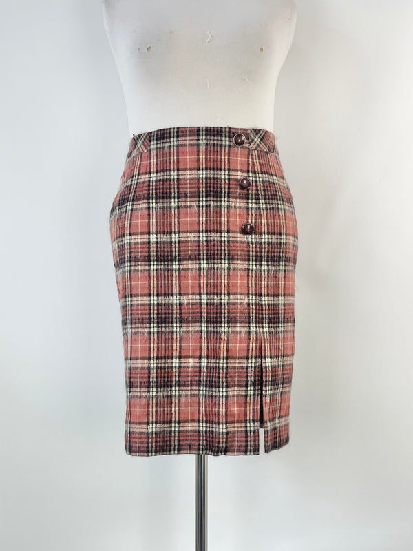 Really Wild Dusty Rose Wool Wrap-Over Kilt Skirt - AU12