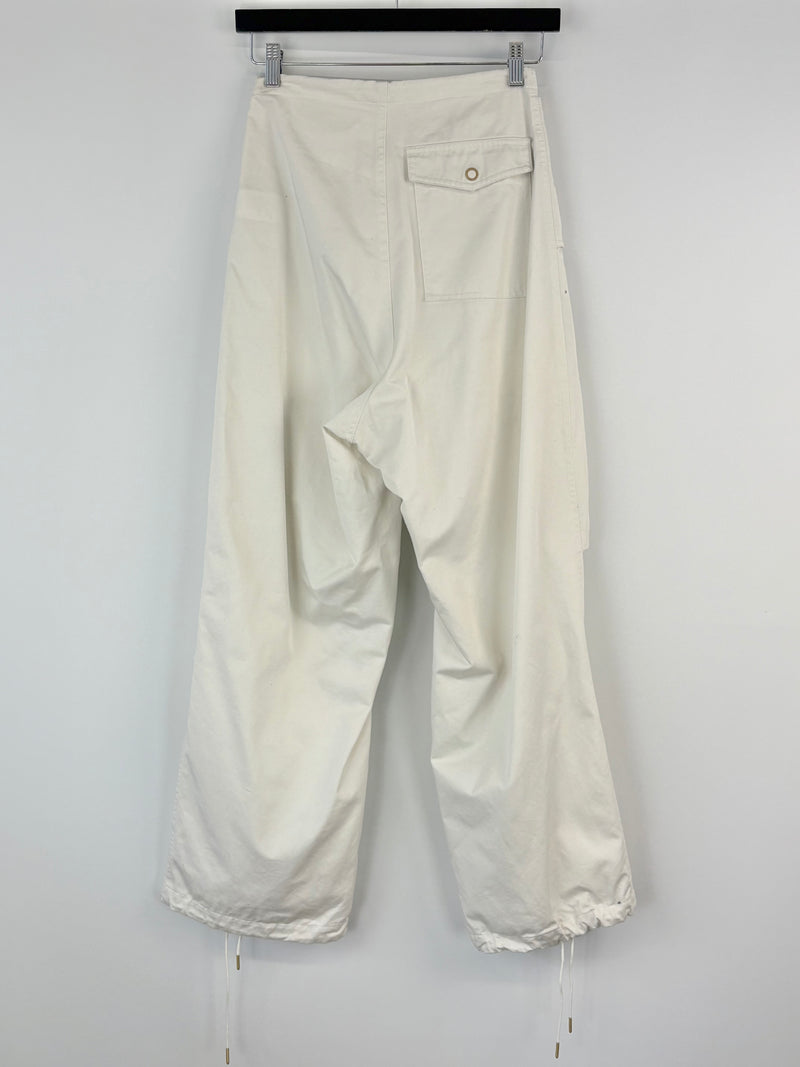 Dion Lee White Twill Parachute-Style Pants - AU6/8